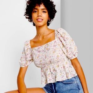 NWT Wild Fable Short Sleeve Peplum Crop Top